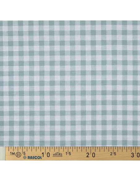 Large check flannel fabric - Sage and ecru