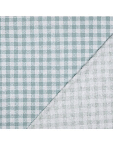 Large check flannel fabric - Sage and ecru