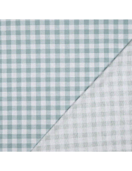 Large check flannel fabric - Sage and ecru