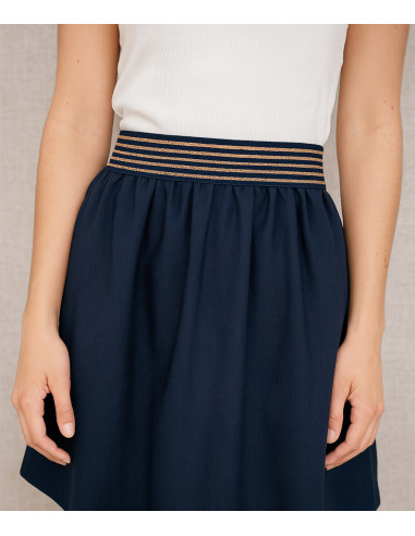 Elastic with 4 metal bands - Navy and gold