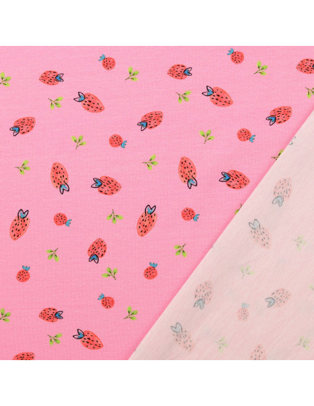 Strawberry Jersey Fabric - Pink
