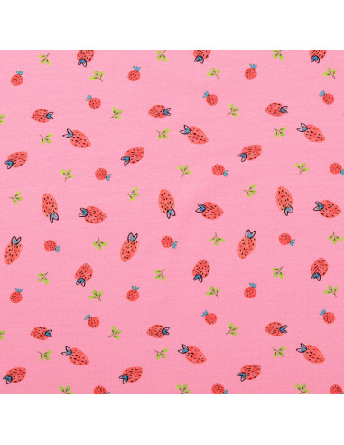 Strawberry Jersey Fabric - Pink