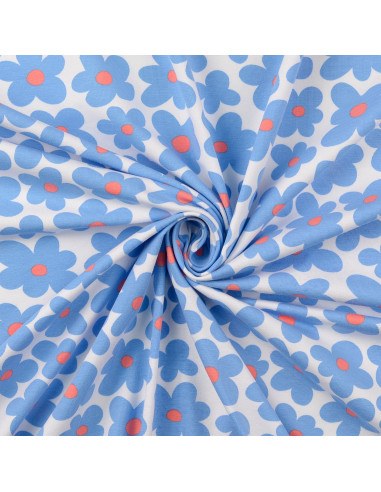 Floral jersey fabric - Blue