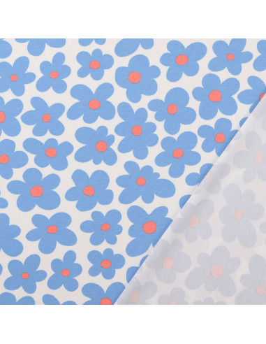 Floral jersey fabric - Blue