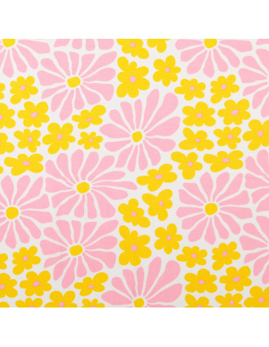 Fancy jersey fabric - Yellow and pink sixties flowers