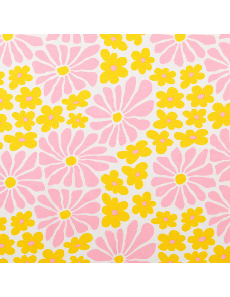 Fancy jersey fabric - Yellow and pink sixties flowers