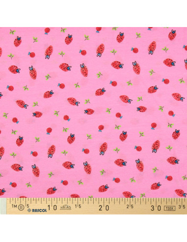 Strawberry Jersey Fabric - Pink
