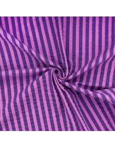 Wide stripe seersucker fabric - Hyacinth and purple