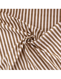Wide stripe seersucker fabric - Beige and Havana