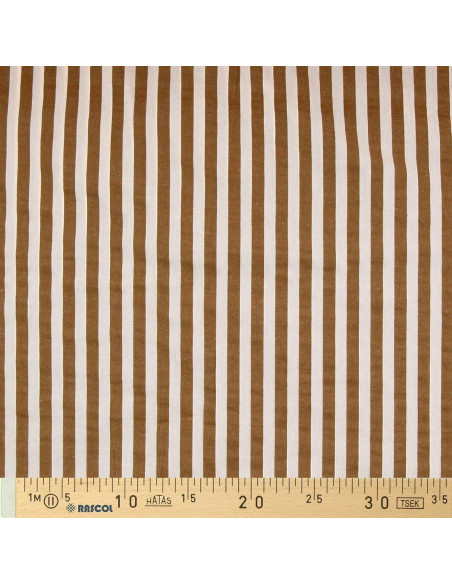 Tissu Seersucker à rayures larges - Beige et havane