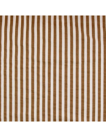 Tissu Seersucker à rayures larges - Beige et havane