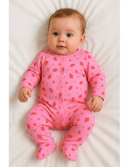 Strawberry Jersey Fabric - Pink