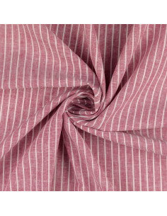 Linen cotton fabric - Fine stripes - Bordeaux
