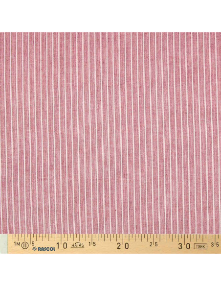 Linen cotton fabric - Fine stripes - Bordeaux