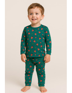 Jersey fabric Strawberries - Teal 2