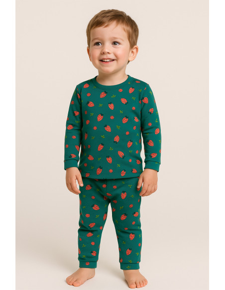 Jersey fabric Strawberries - Teal