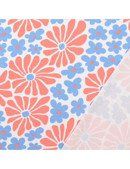 Fancy jersey fabric - Red and blue sixties flowers