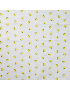 Double gauze cotton fabric - Lemons on white background 2