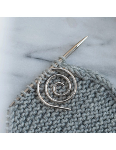 Spiral stitch stopper for knitting - Silver