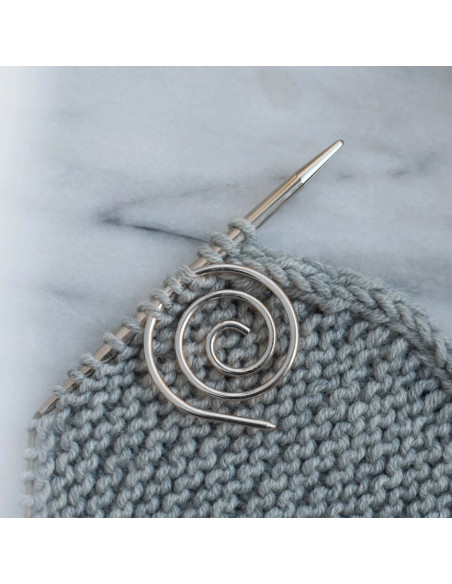 Spiral stitch stopper for knitting - Silver