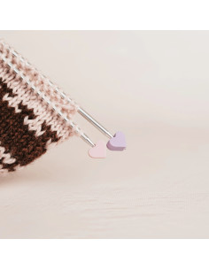 Stitch stoppers for knitting needles - Pink hearts 2