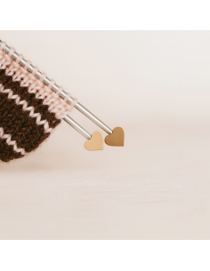 Stitch stoppers for knitting needles - Beige hearts 2