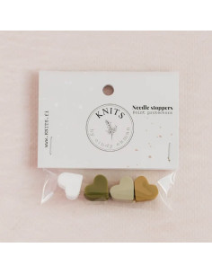 Mesh stopper caps for knitting needles - Khaki hearts