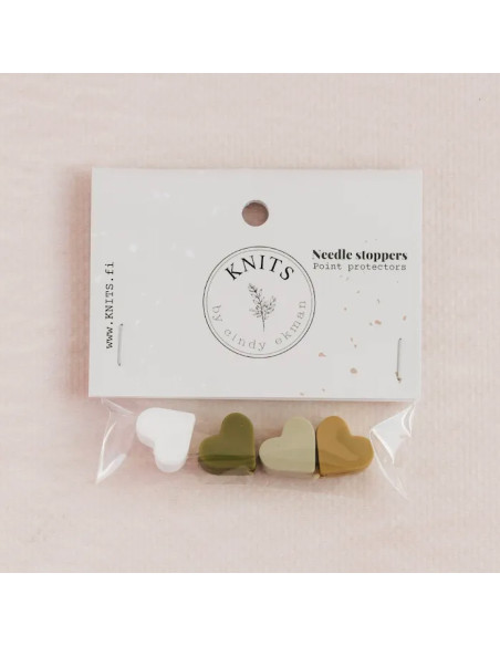 Mesh stopper caps for knitting needles - Khaki hearts