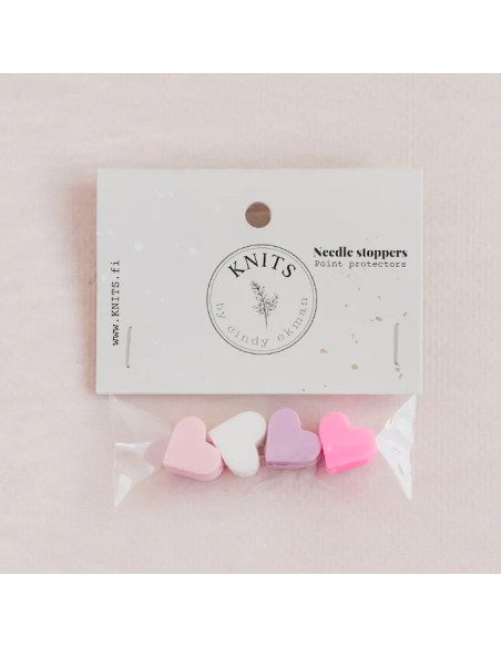 Stitch stoppers for knitting needles - Pink hearts