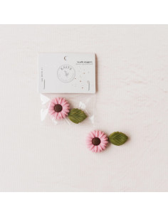 Stitch stoppers for knitting needles - Pink Daisy 2