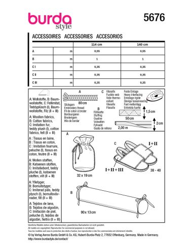 Cover and Slippers Pattern - Burda 5676