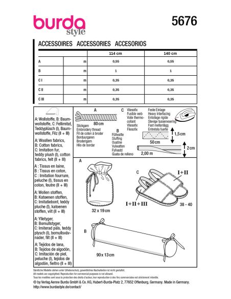 Cover and Slippers Pattern - Burda 5676
