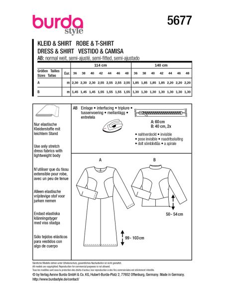 Dress and T-shirt pattern - Burda 5677