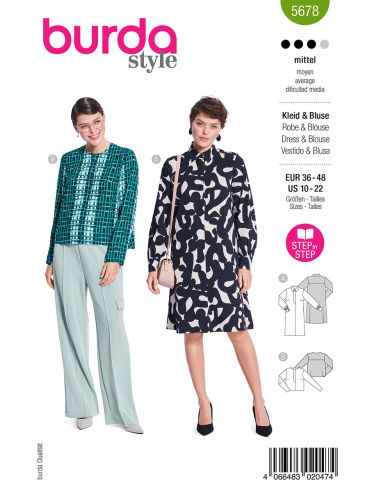 Dress and blouse pattern - Burda 5678