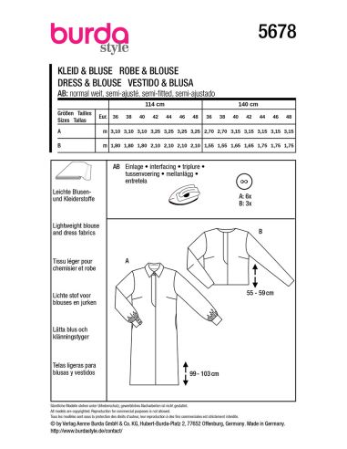 Dress and blouse pattern - Burda 5678