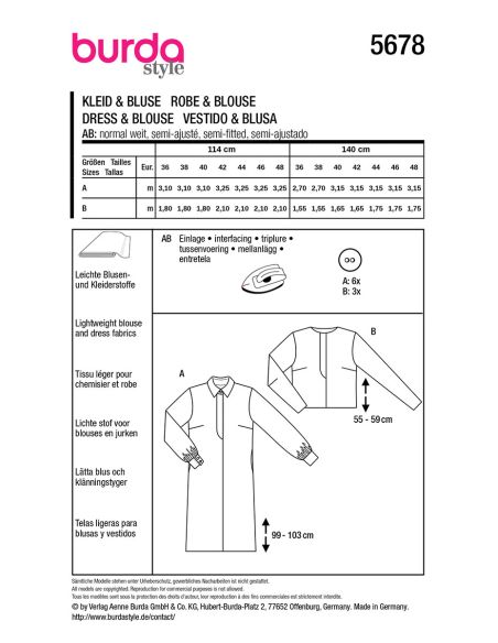 Dress and blouse pattern - Burda 5678