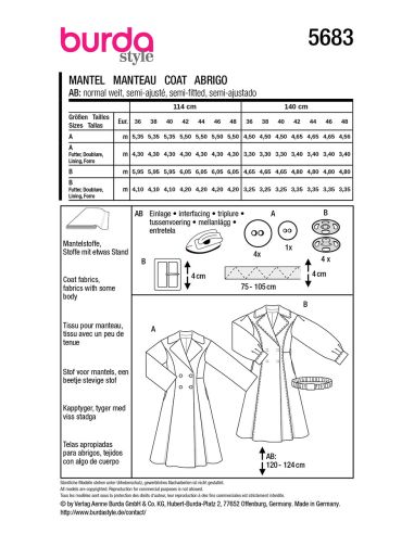 Coat pattern - Burda 5683