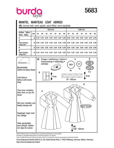 Coat pattern - Burda 5683