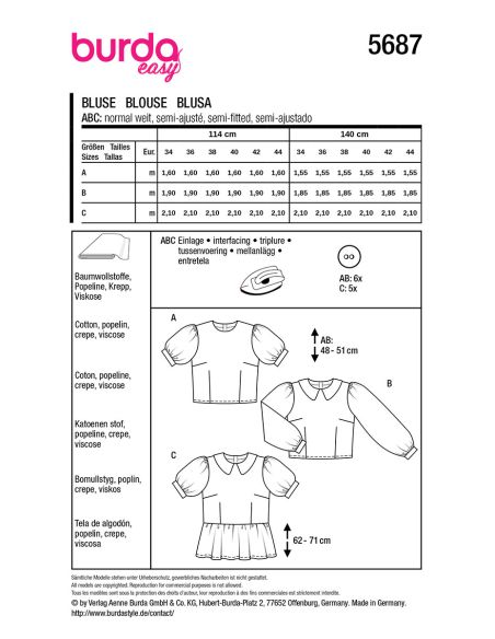 Blouse pattern - Burda 5687