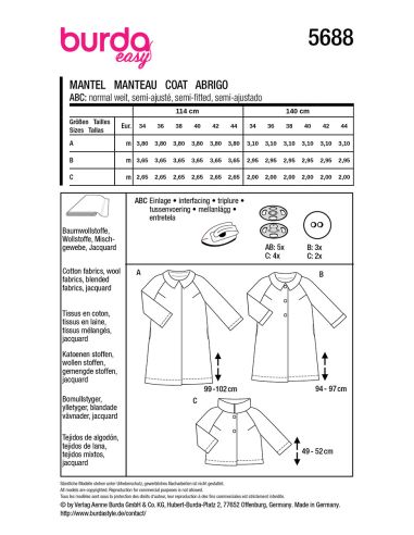 Coat and jacket pattern - Burda 5688