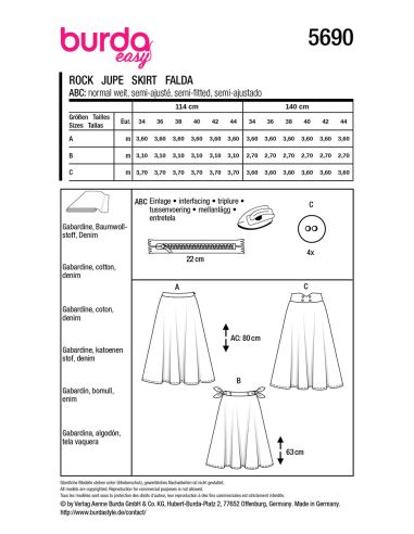 Skirt pattern - Burda 5690