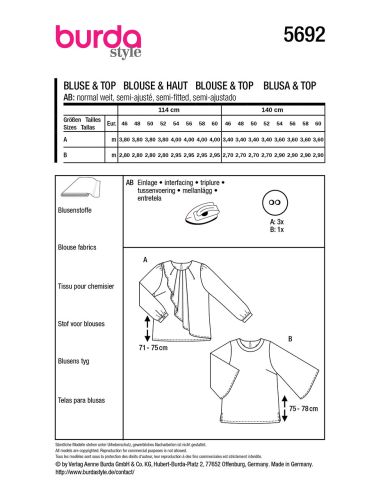 Blouse pattern - Burda 5692