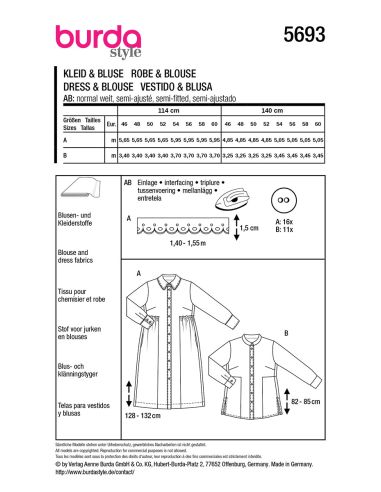 Dress and blouse pattern - Burda 5693