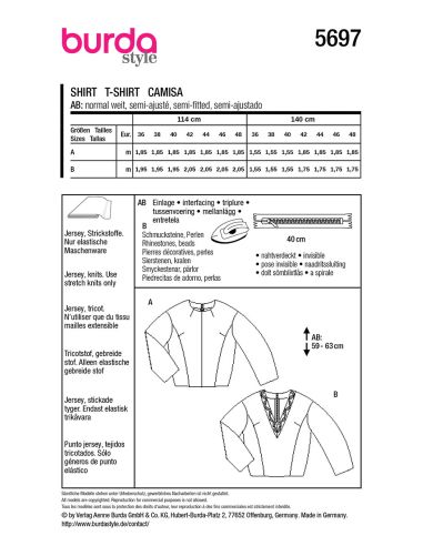 T-shirt Pattern - Burda 5697
