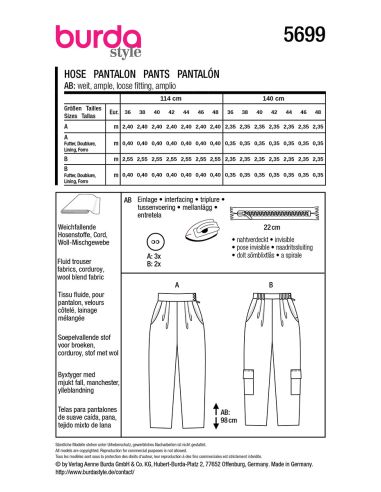 Pants pattern - Burda 5699