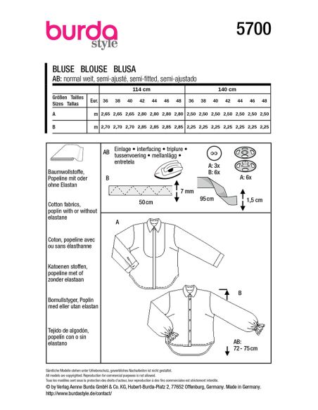 Blouse pattern - Burda 5700