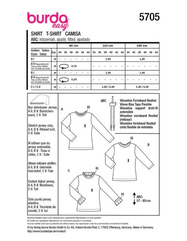 T-shirt Pattern - Burda 5705