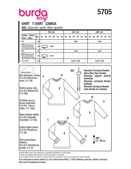 T-shirt Pattern - Burda 5705