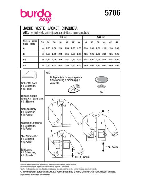 Jacket pattern - Burda 5706