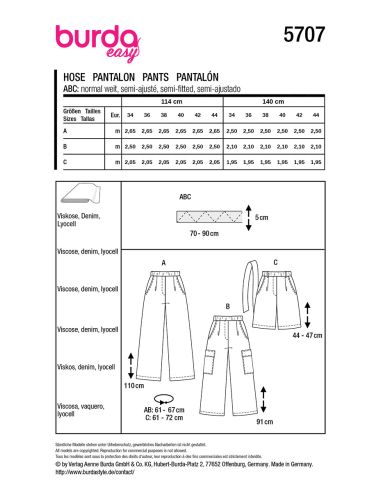 Pants pattern - Burda 5707